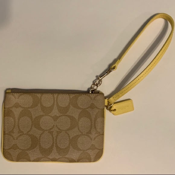Coach Wristlet (tan, yellow and gold) - Picture 2 of 4